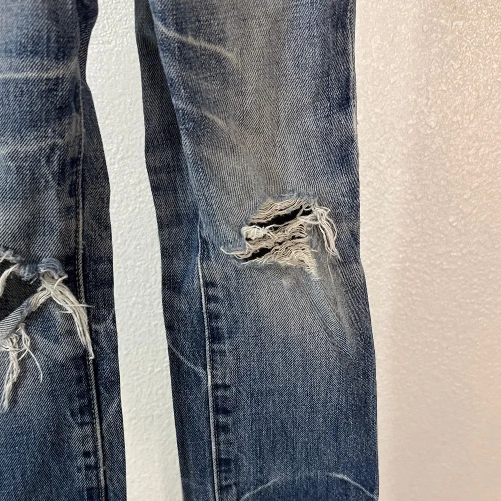 GAP Men's Blue Distressed Jeans with Skull Patch